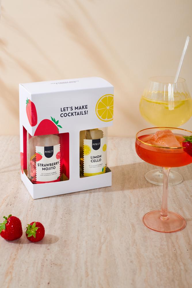 Pineut - Cocktail-Geschenkpaket „Erdbeer-Mojito &amp; Limoncello“