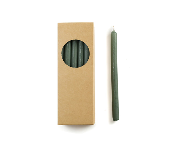 Rustik Lys - Boîte avec de longues bougies crayon 'Finn' (Lot de 20, Vert Forêt)