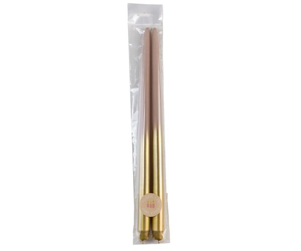 Rustik Lys - XL-Zwillingskerze 'Gold' (2er-Set, Nude)