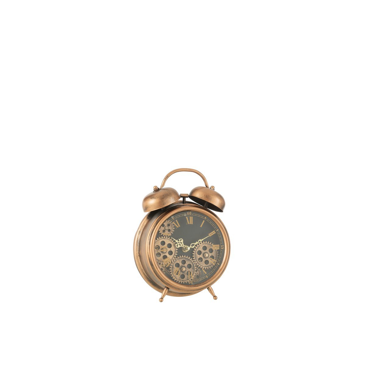 J-Line - Réveil Horloge Chiffres Romains - Bois - Marron - Ø26cm