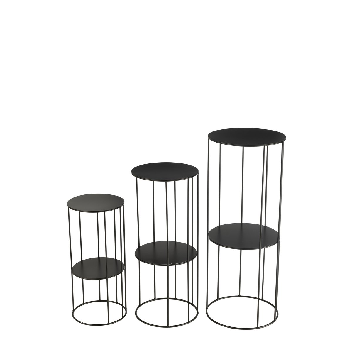 J-Line - Lot de 3 Jardinières Métal Noir