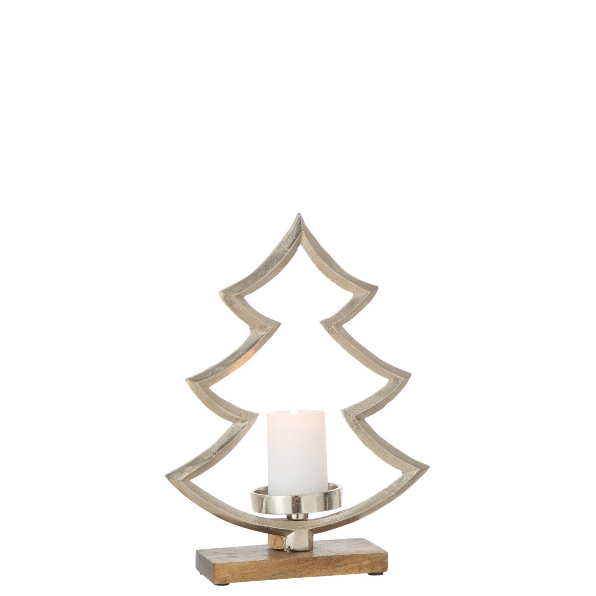 J-Line - Bougeoir 'Pine Tree' (Argent, Taille M)