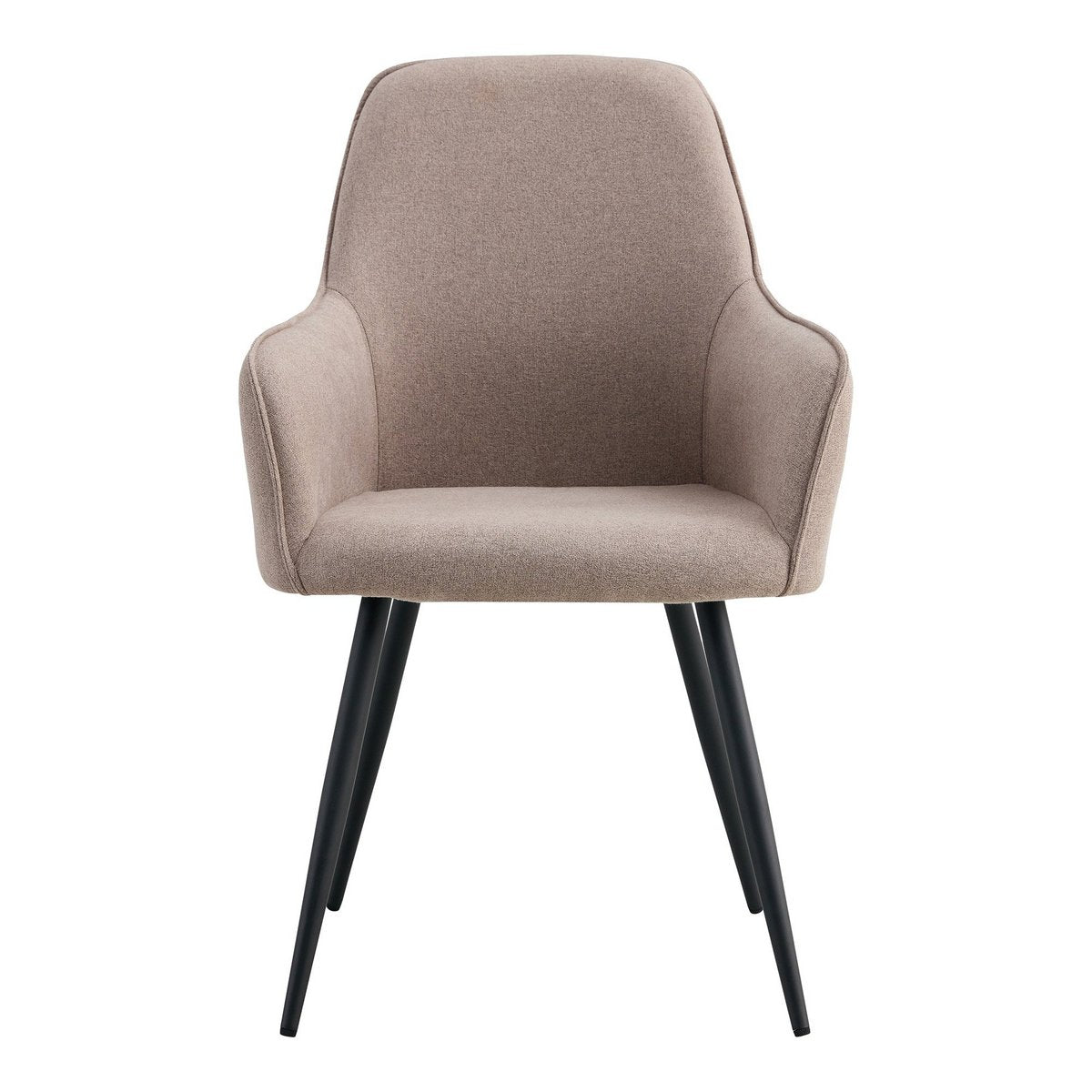 House Nordic - Harbo Dining Chair - Eetkamerstoel, steen met zwarte poten, HN1231 - Set van 2