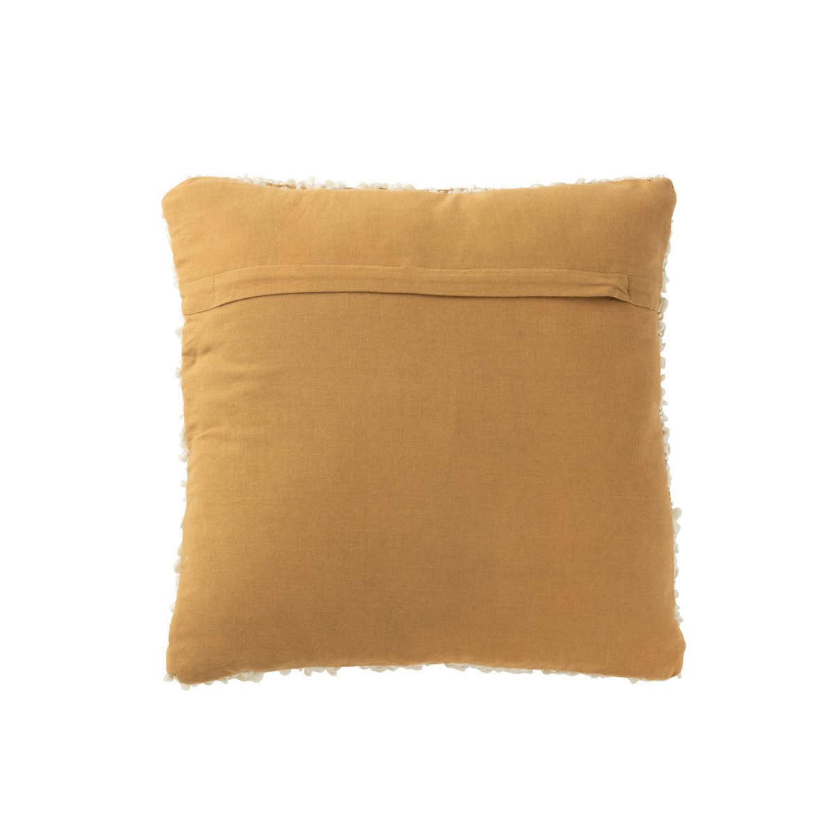 J-Line - Coussin Déco Carré Bouclé Coton/Polyester Camel/Crème