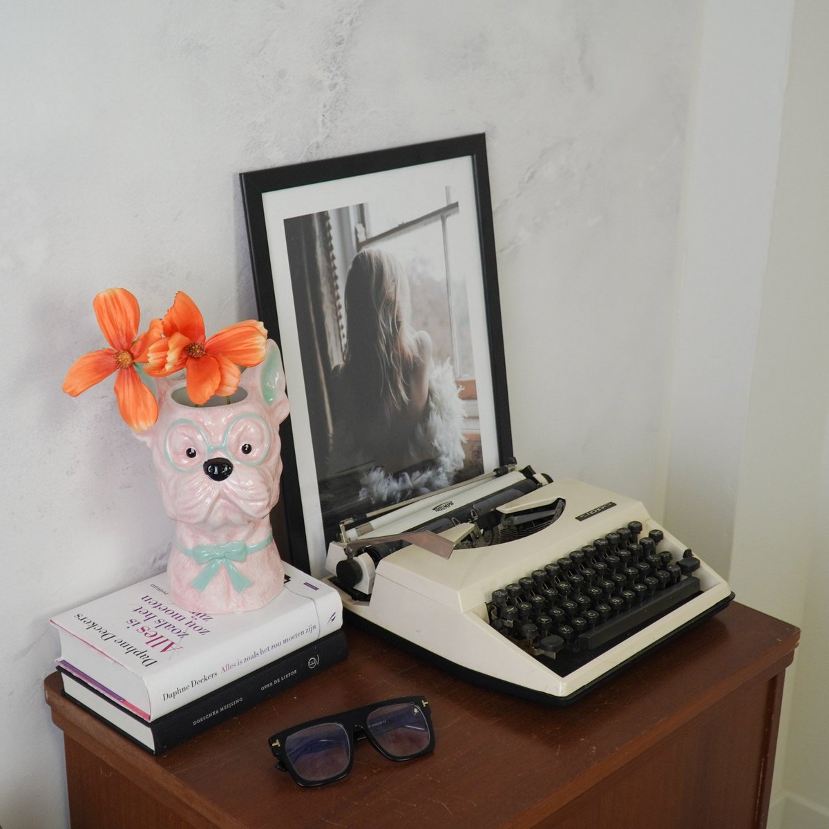 Housevitamin - Vaas - bloemenvaas - hond - roze/mint - 13,5x14,5x23cm