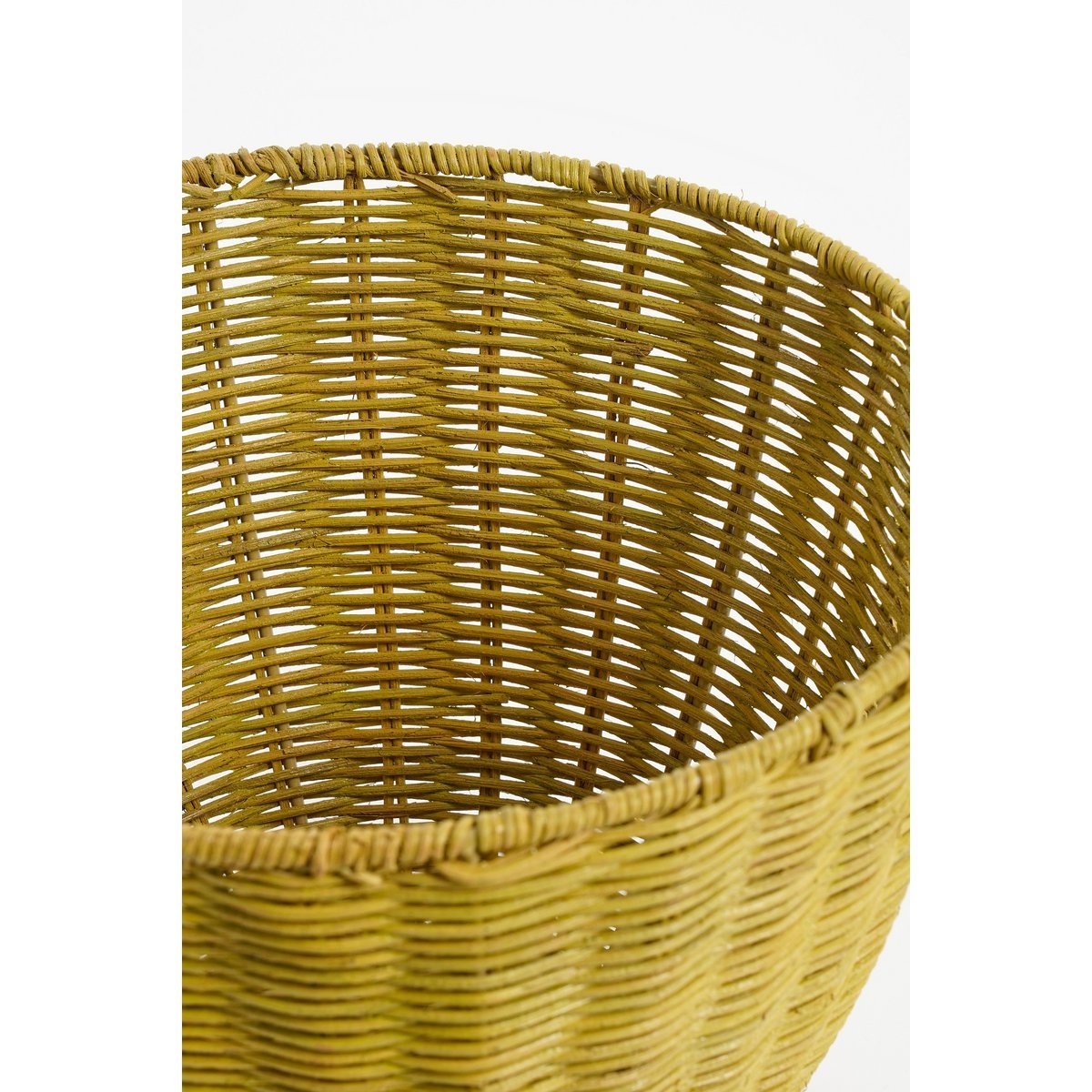 Mica Decorations - Opbergmand met Deksel - Set van 2 - H48 x Ø30 cm - Rotan - Geel