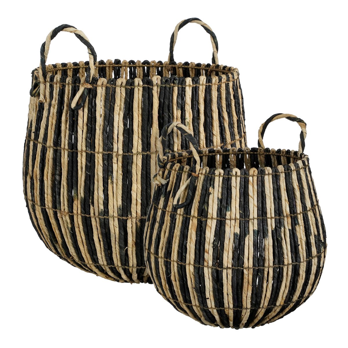 Mica Décorations - Panier Ronda - Lot de 2 - H40 x Ø44 cm - Noir