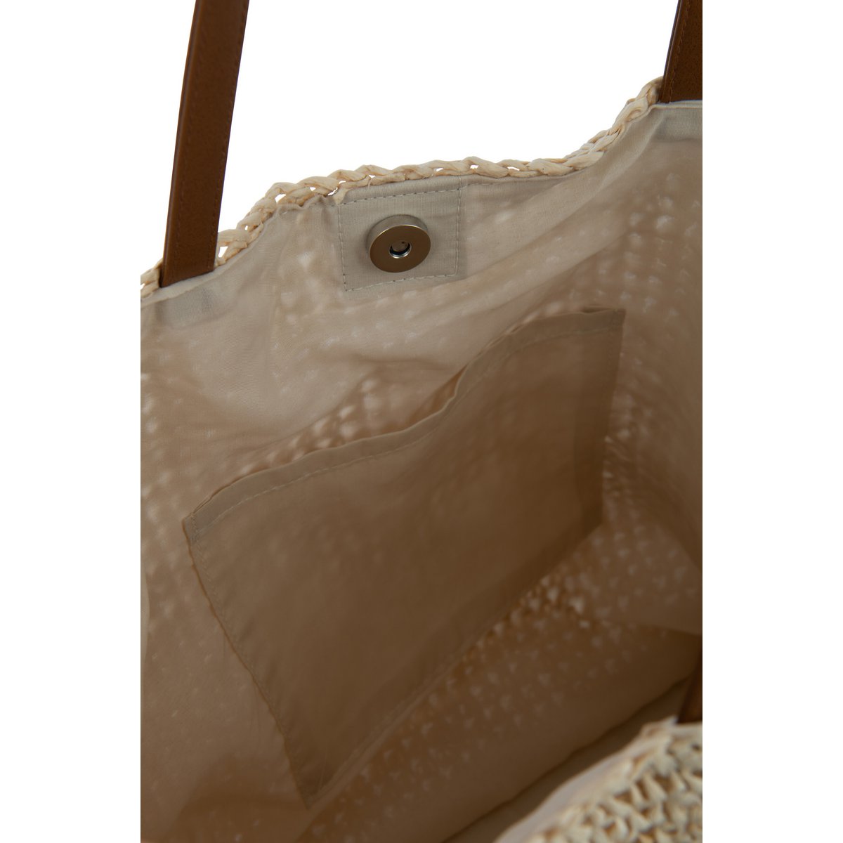 J-Line - Strandtas Met Schelpen/Veren Papier Naturel/Wit