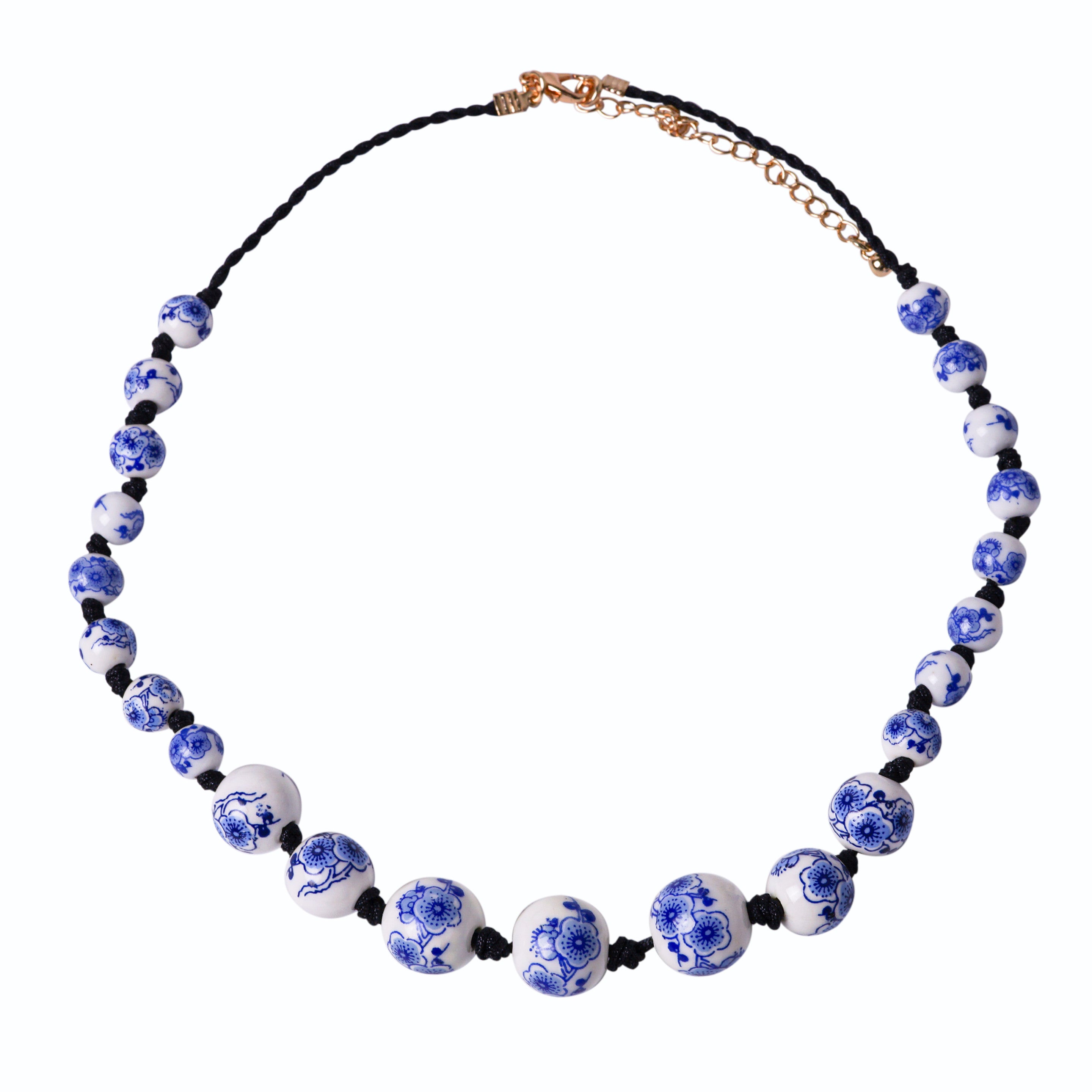 Heinen Delfts Blauw - Ketting 'Bloemen' (Variant A)