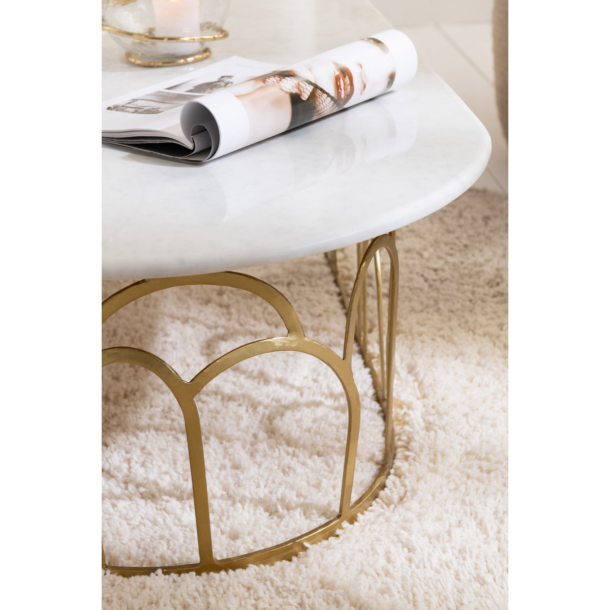 J-Line – Couchtisch Moza Metall/Marmor Gold