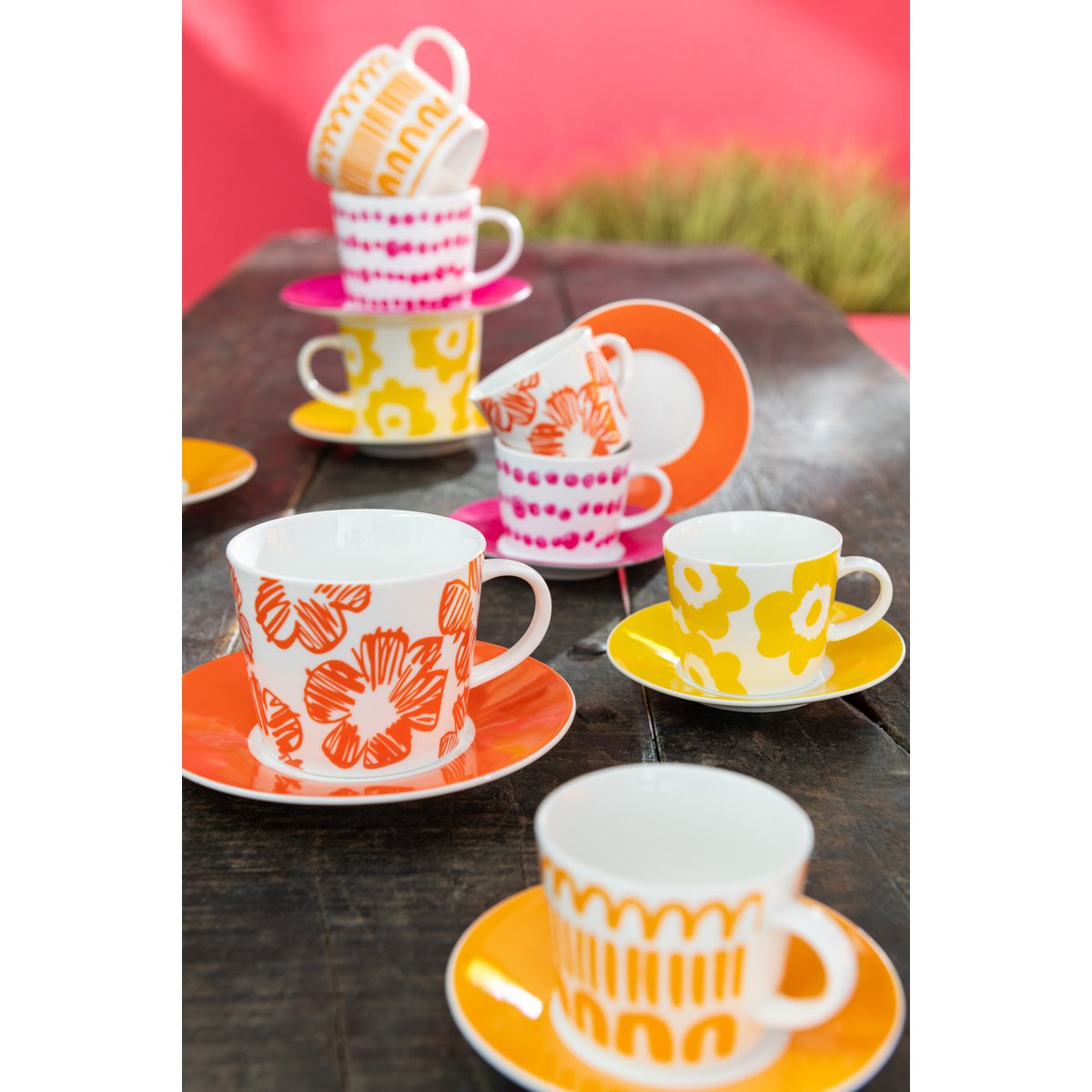 J-Line - Set de 4 Mugs + Boîte Soucoupe Ceramic Mix Small