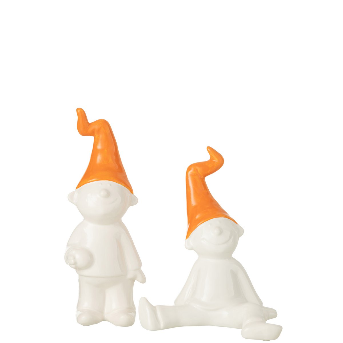 J-Line - Gnome Debout Céramique Blanc/Orange Petit