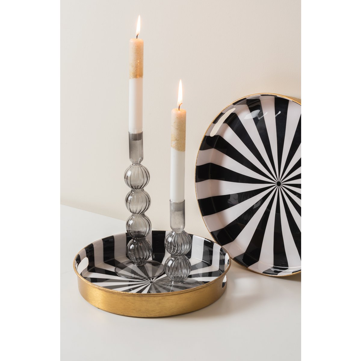 Present Time – Candy Swirl Tablett-Set, 2-teilig – PT4205BK