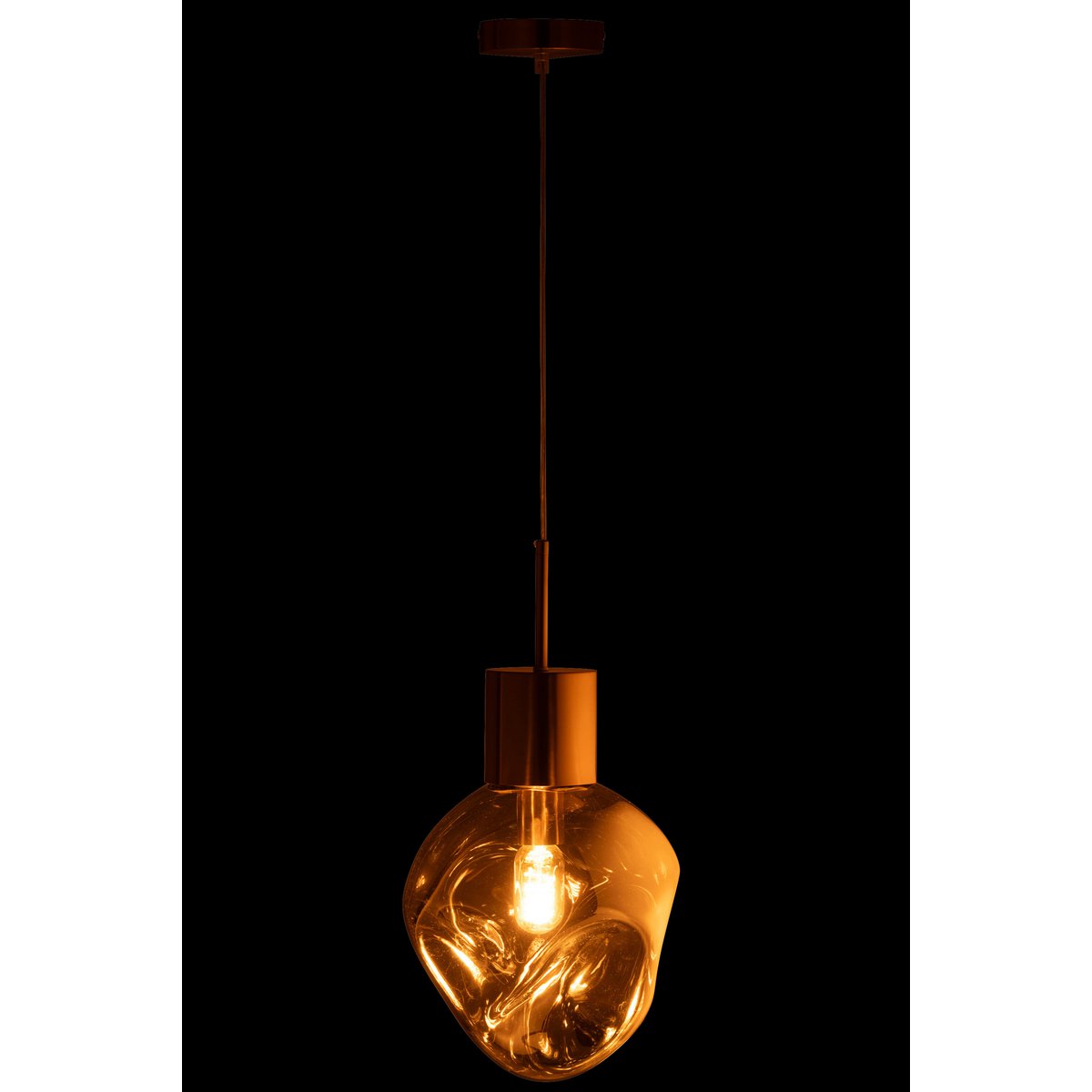 J-Line - Hanglamp Goud Metaal/Glas Grijs