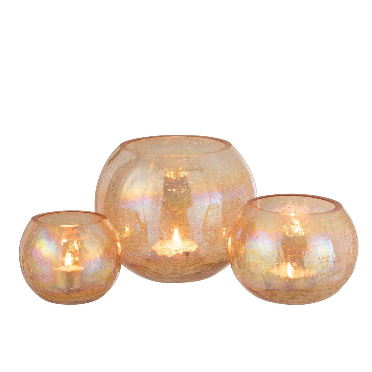 J-Line - Lantern Sphere Crackle Pearl Effect - Verre - Ambre - Grand