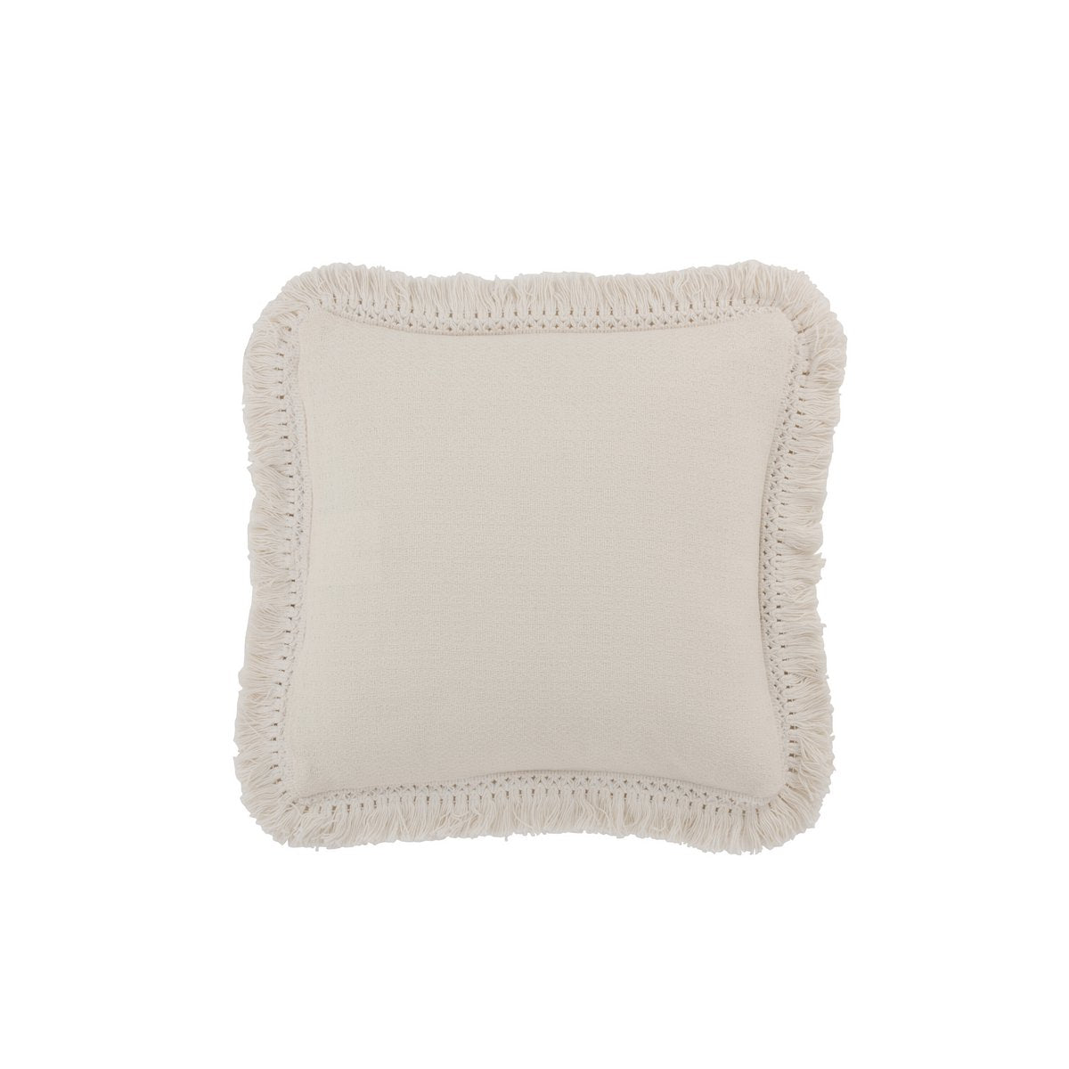 J-Line - Coussin Franjev Carré - Coton - Blanc