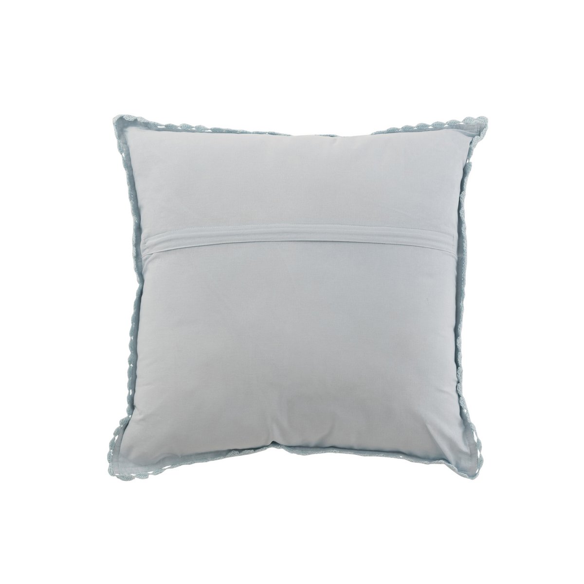 J-Line - Coussin Carré Dentelle - Coton - Bleu