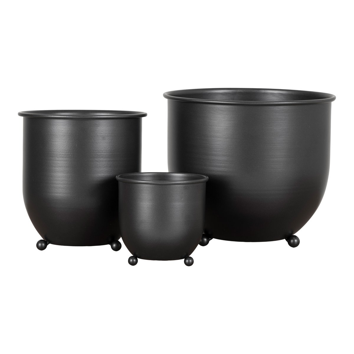 House Nordic - Nova Flower Pots - 3 Blumentöpfe aus schwarzem Metall.