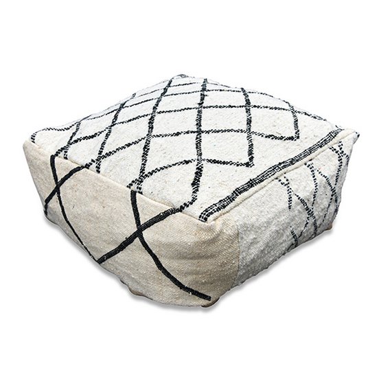 Poufs &amp; Oreillers - Coussin de sol Beni Ourain – blanc et noir