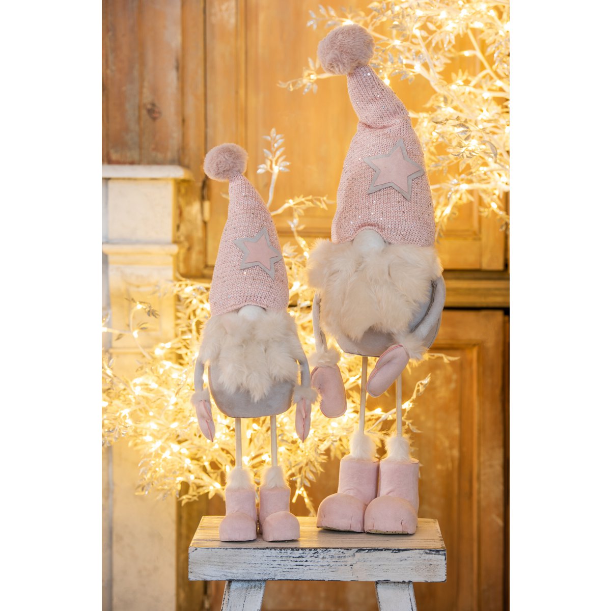 J-Line - Dekorative Weihnachtsfigur 'Weihnachtsmann' (Rosa, Größe L)