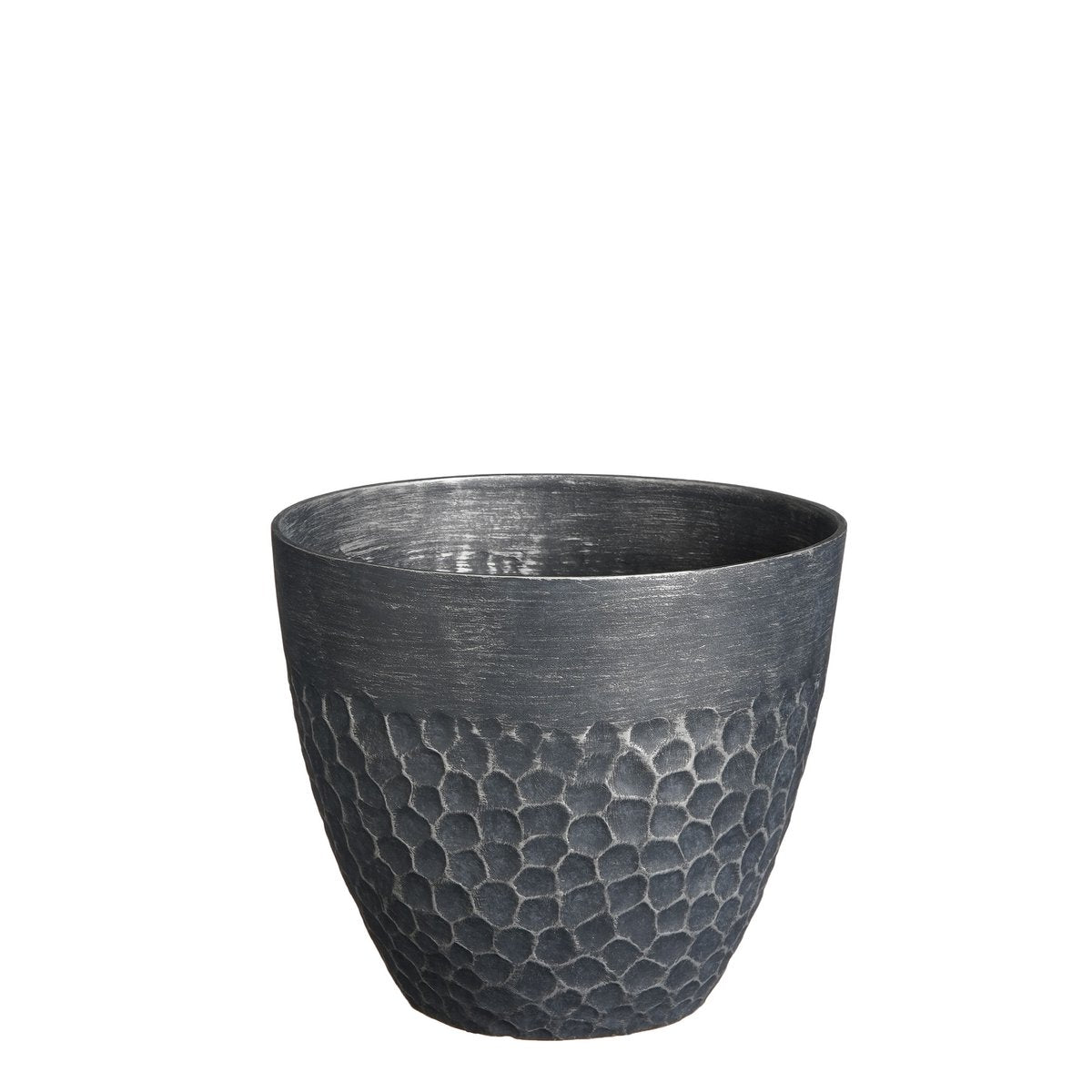 Mica Décorations - Pot de Fleur d'Extérieur Bravo - H26 x Ø30,5 cm - Noir martelé