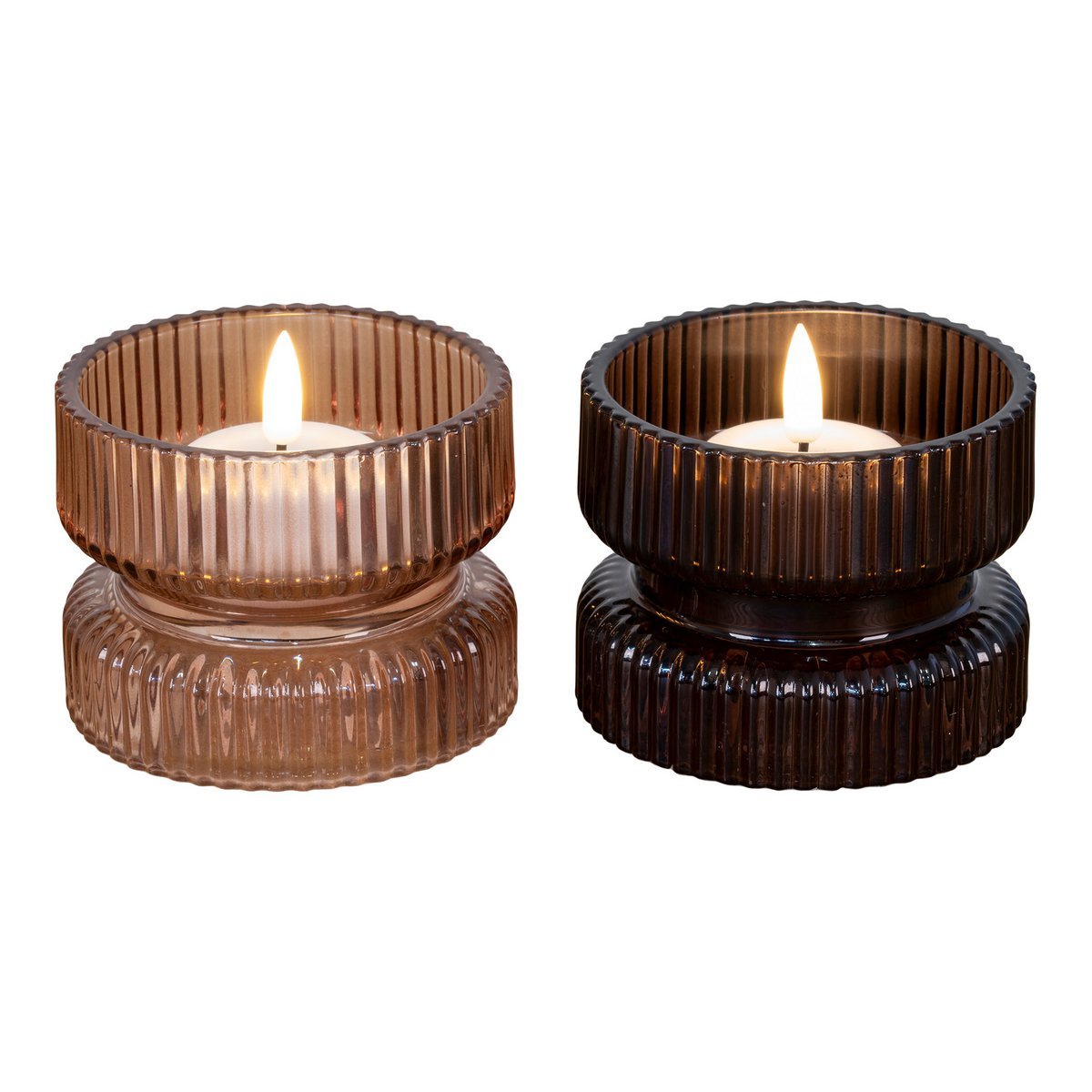 House Nordic - Bougeoir - Ambre et marron, lot de 2