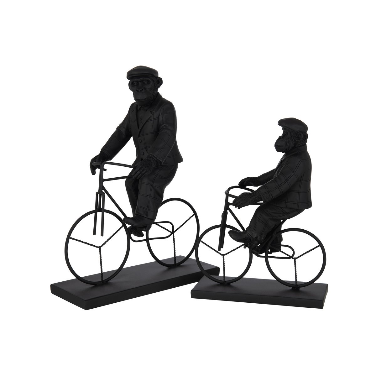 J-Line - Figur Affenfahrrad - Polyresin - Schwarz - Groß