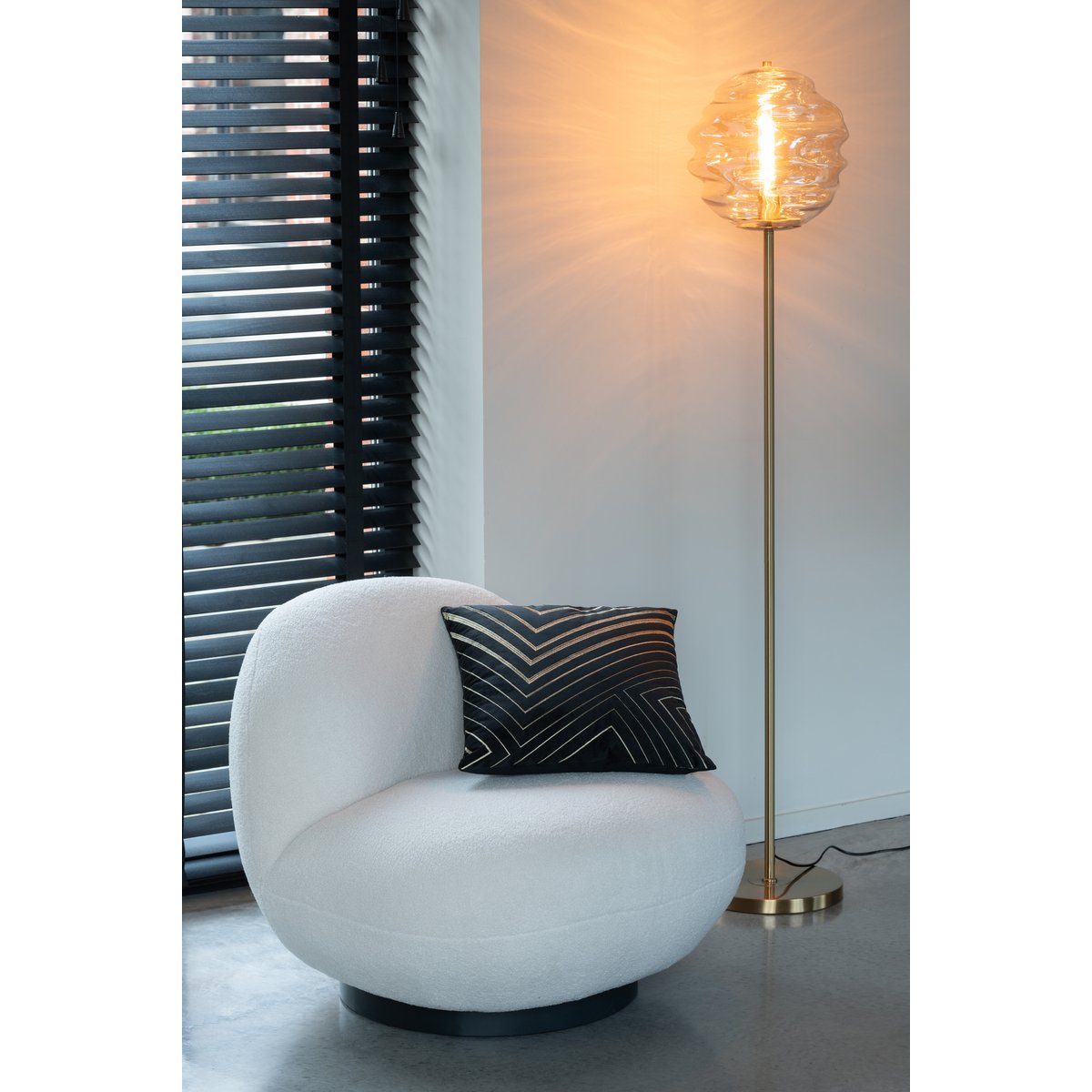 J-Line - Staanlamp Glas Licht Cognac