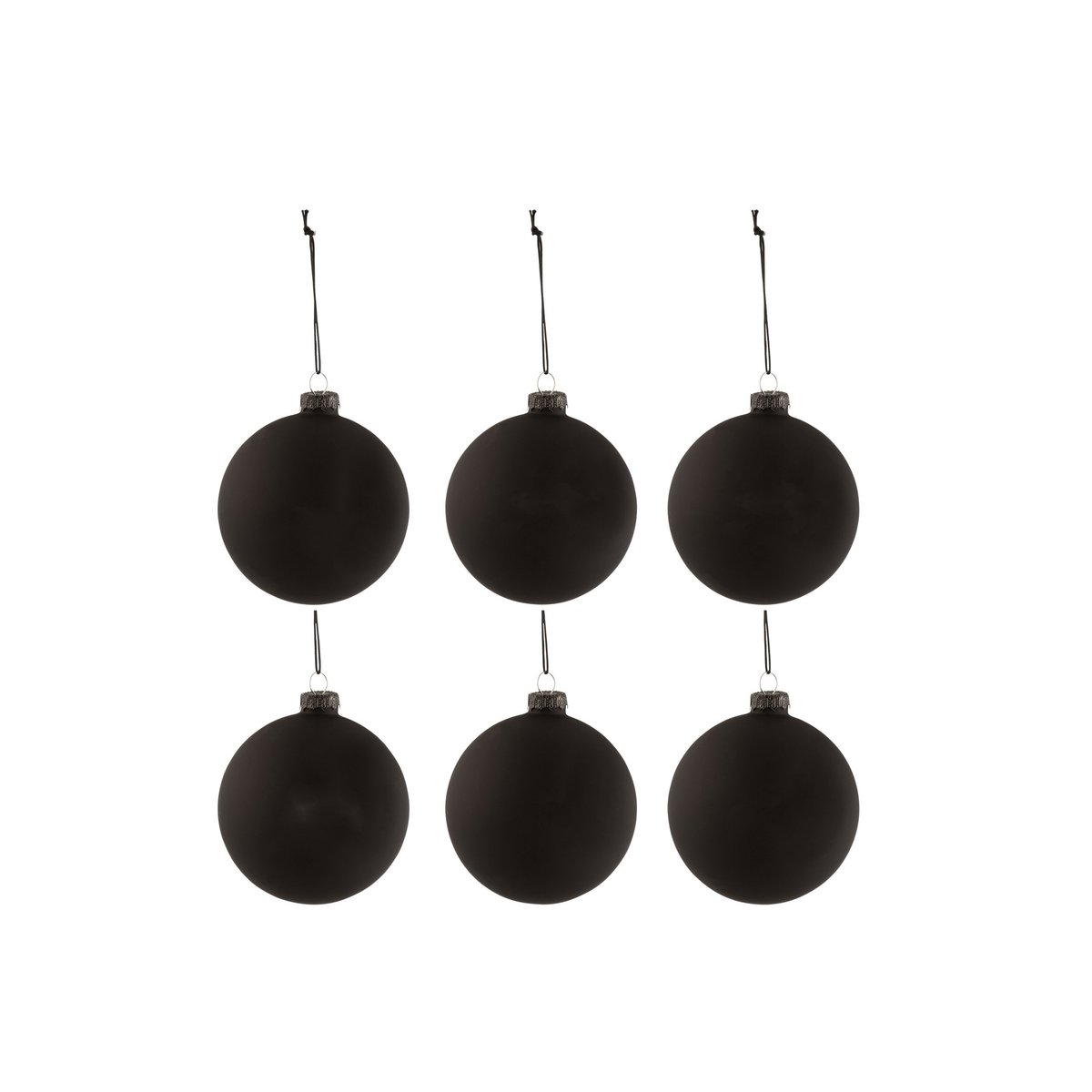 J-Line Doos Van 6 Kerstballen Blackboard Glas Zwart Small