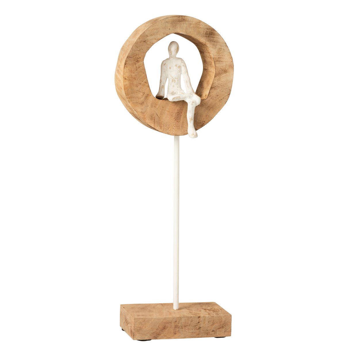 J-Line - Figure Thinker Ring High - Bois/Aluminium - Naturel/Blanc