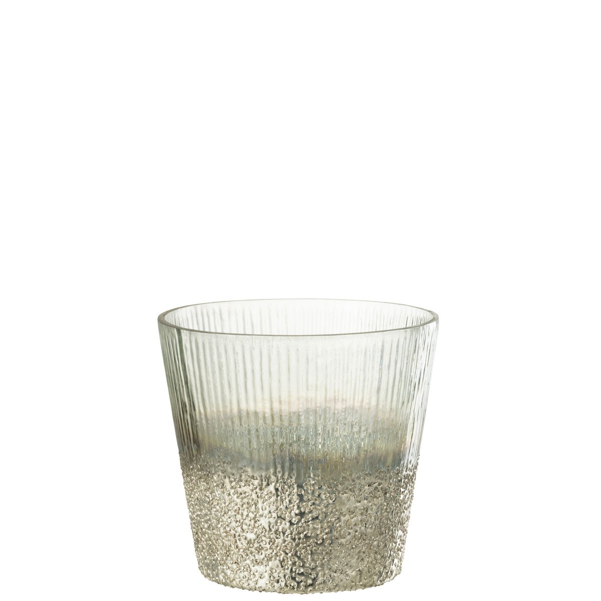 J-Line - Lanterne Nervurée - Verre - Argent/Transparent - Grand