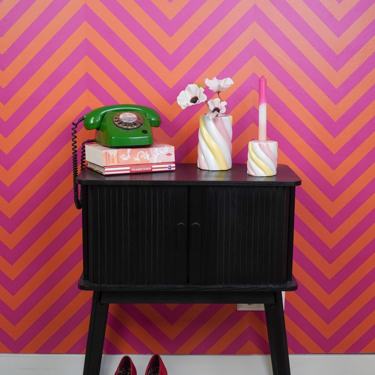 Housevitamin - Vaas - Marshmellow - Geel/roze/wit - 10x10x15cm