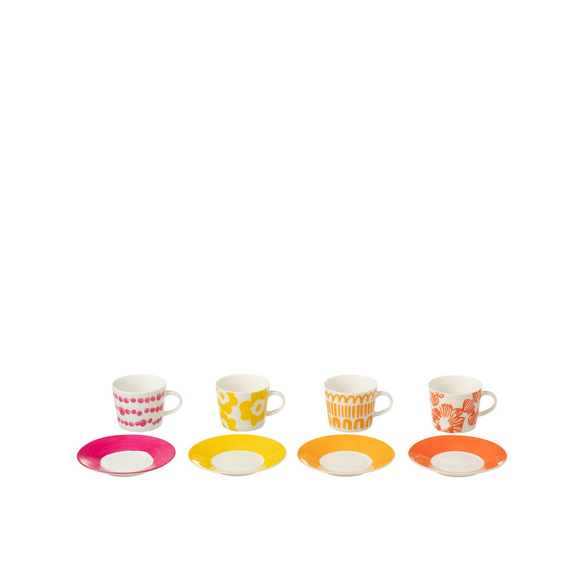 J-Line - Set de 4 Mugs + Boîte Soucoupe Ceramic Mix Small