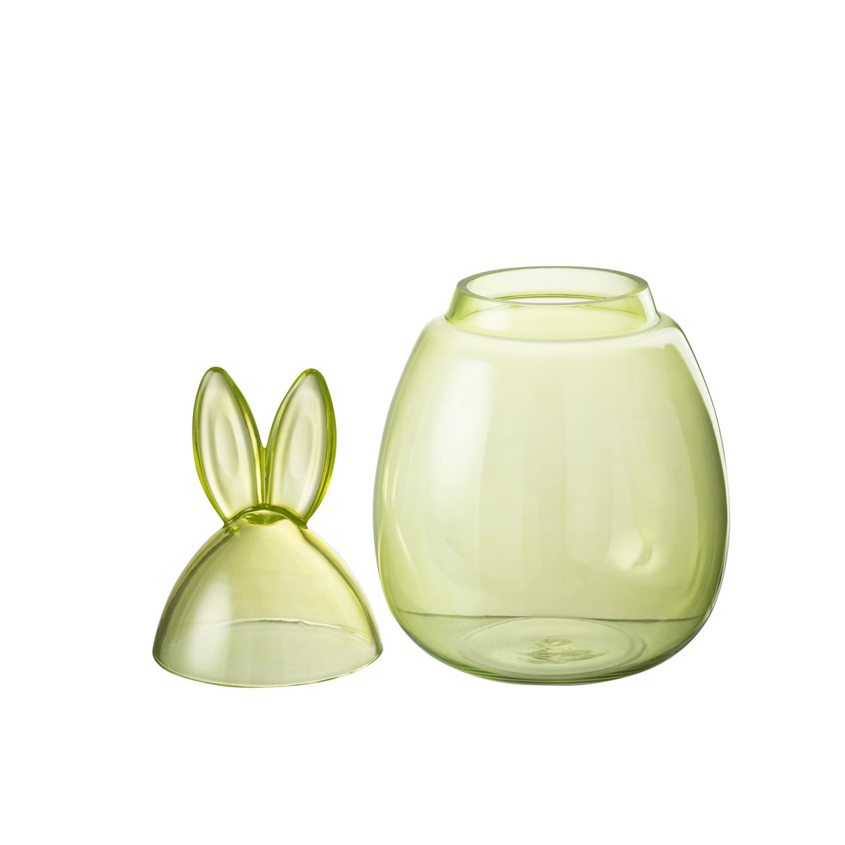 J-Line - Pot de Rangement Lapin - Verre - Vert - Grand