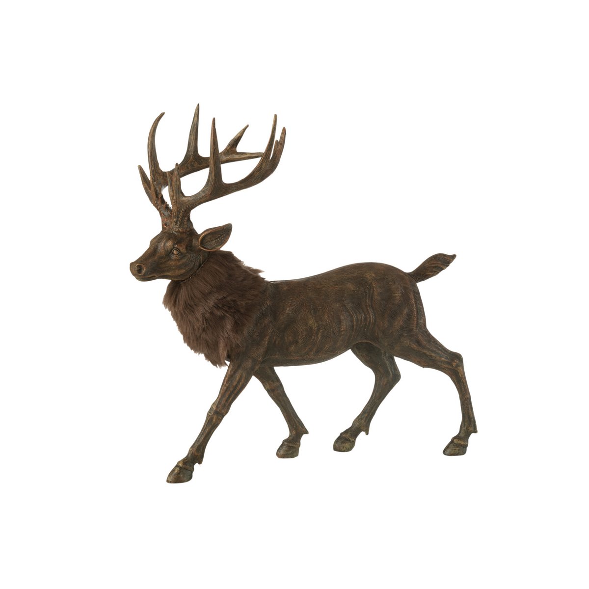 J-Line - Figurine décorative de Noël 'Cerf' (Taille L, Marron)