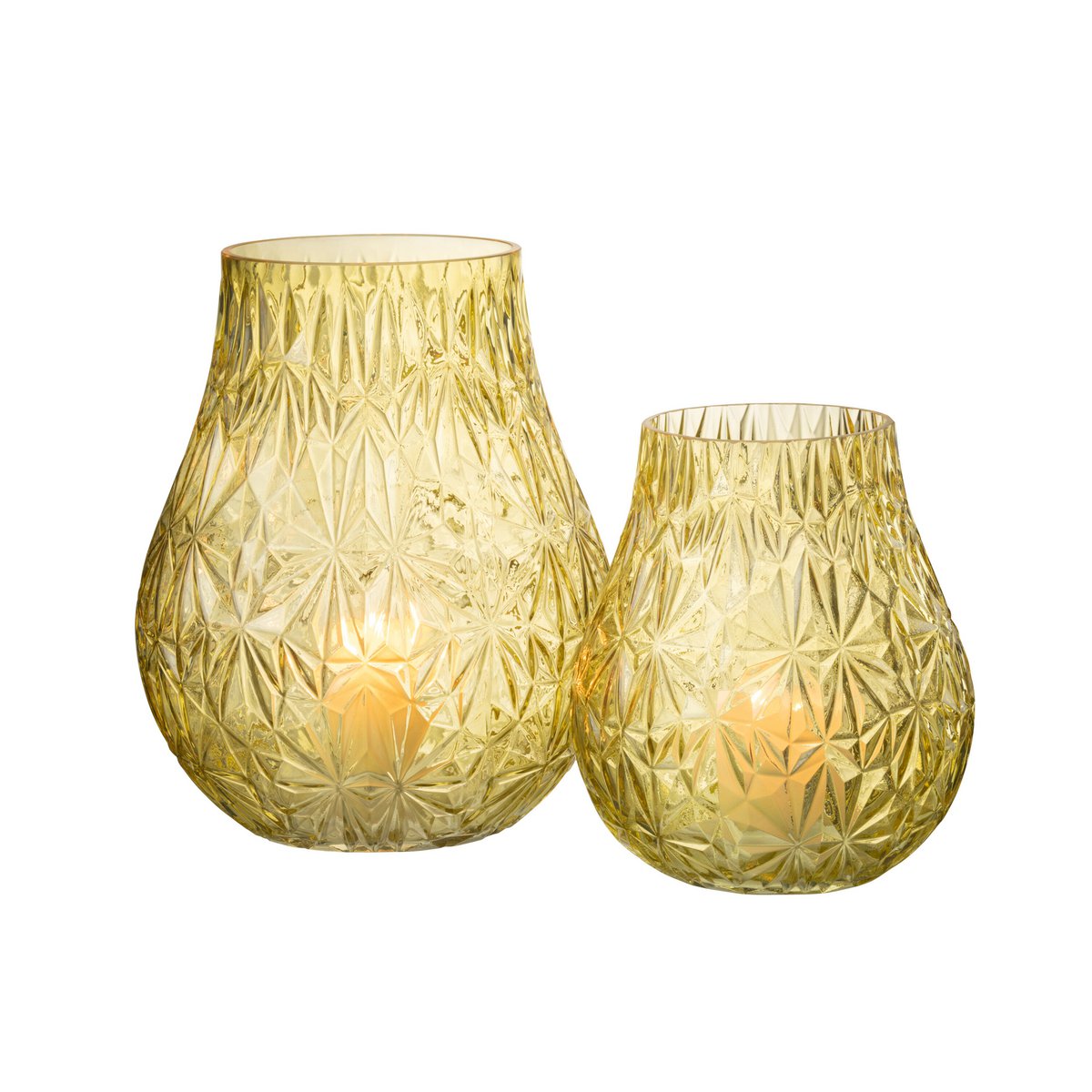 J-Line - Vase Nox Cut - Verre - Jaune - Grand