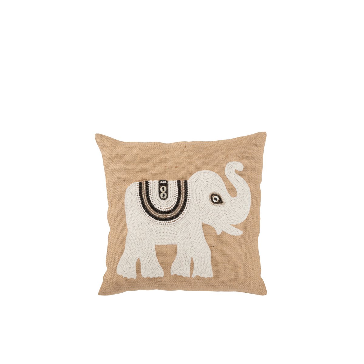 J-Line - Coussin décoratif 'Éléphant' (Taille S, Blanc)