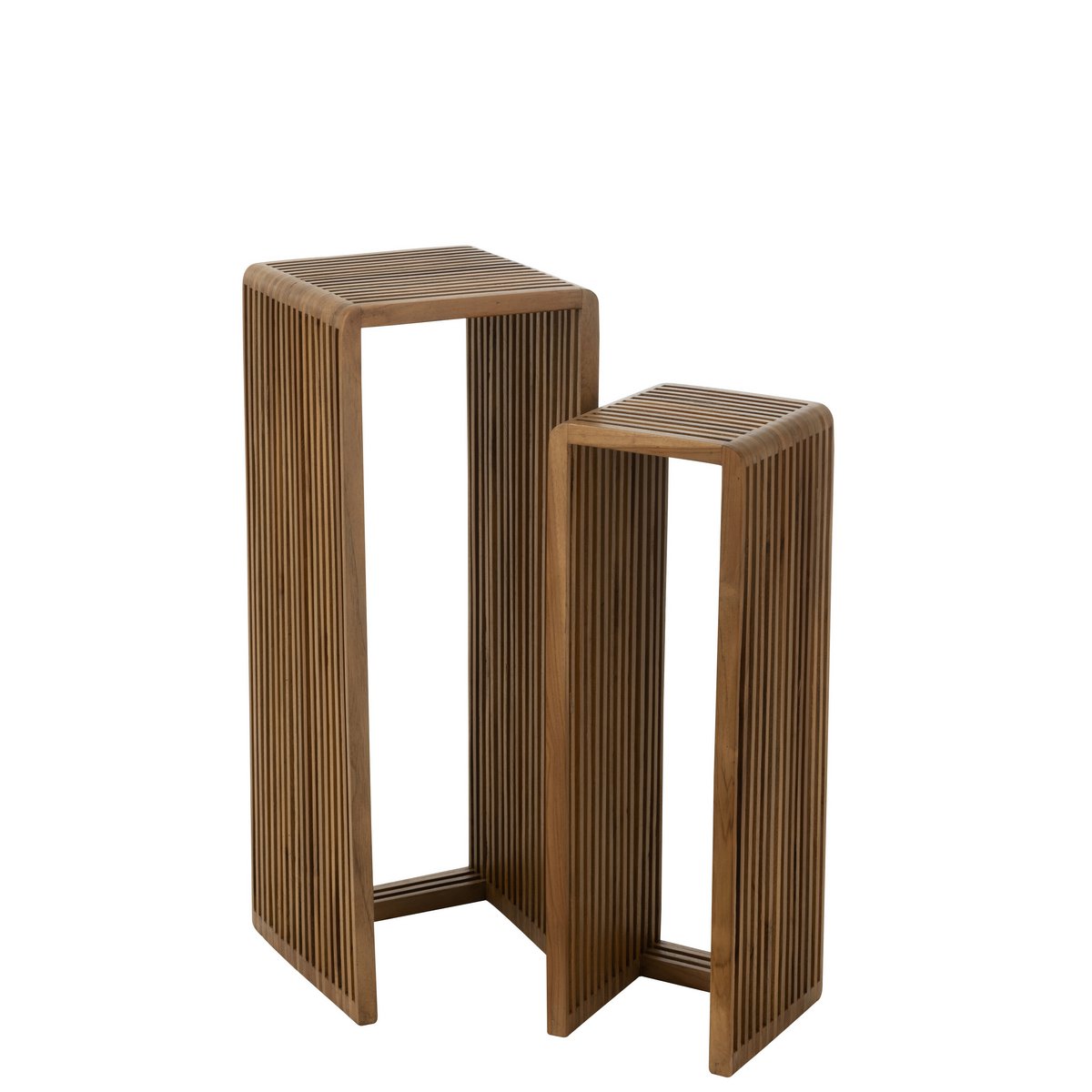 J-Line - Table d'appoint Cube Teck Recyclé - Bois Naturel