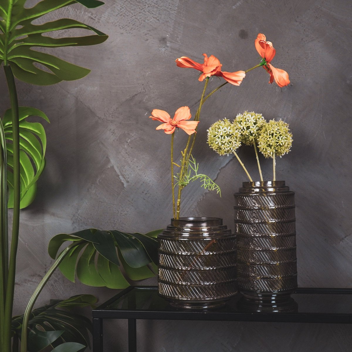 Housevitamin - Vaas - Patroon - Glas - Smokey - 16x16cm