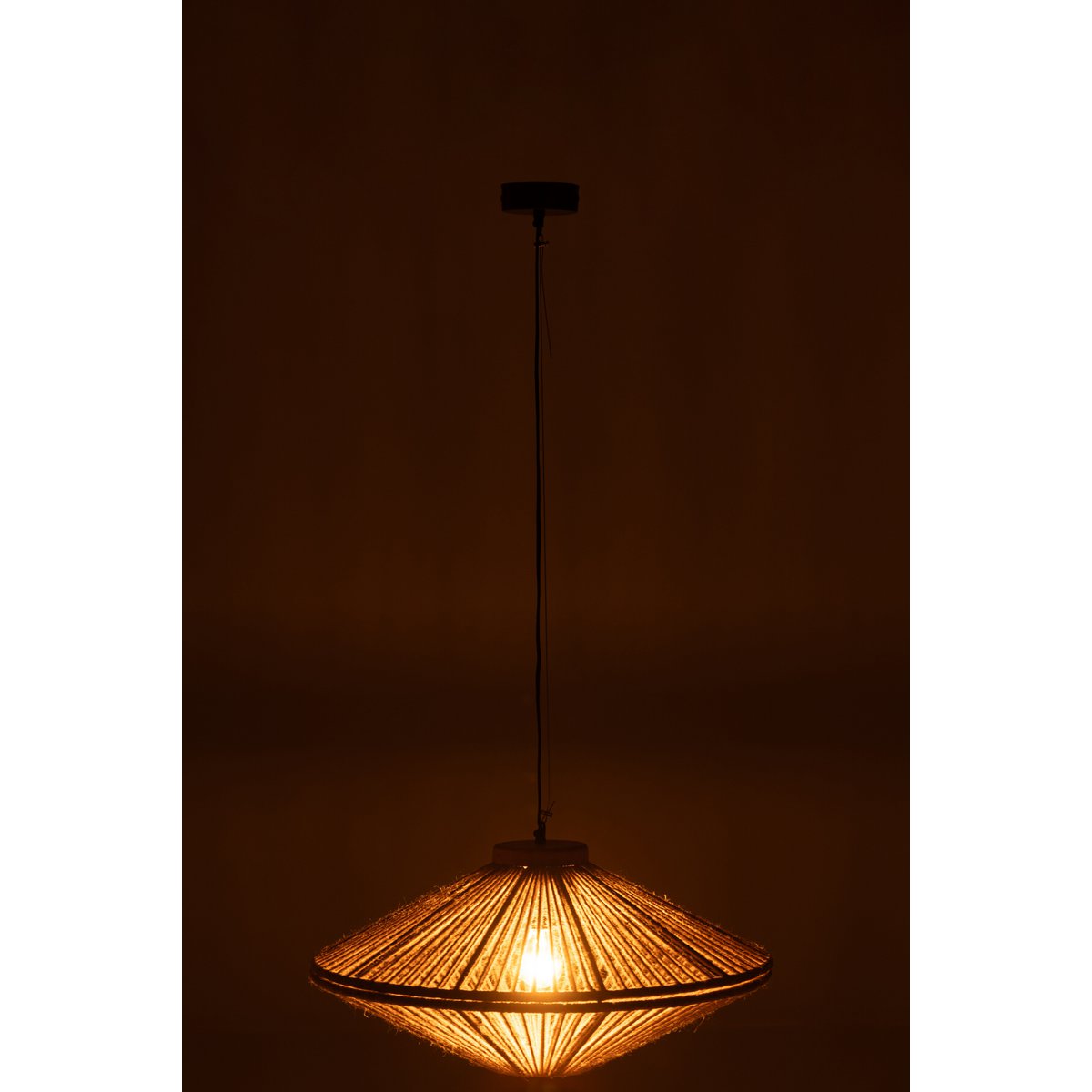 J-Line - Lampe suspendue Ovni Fer/Jute Naturel Small