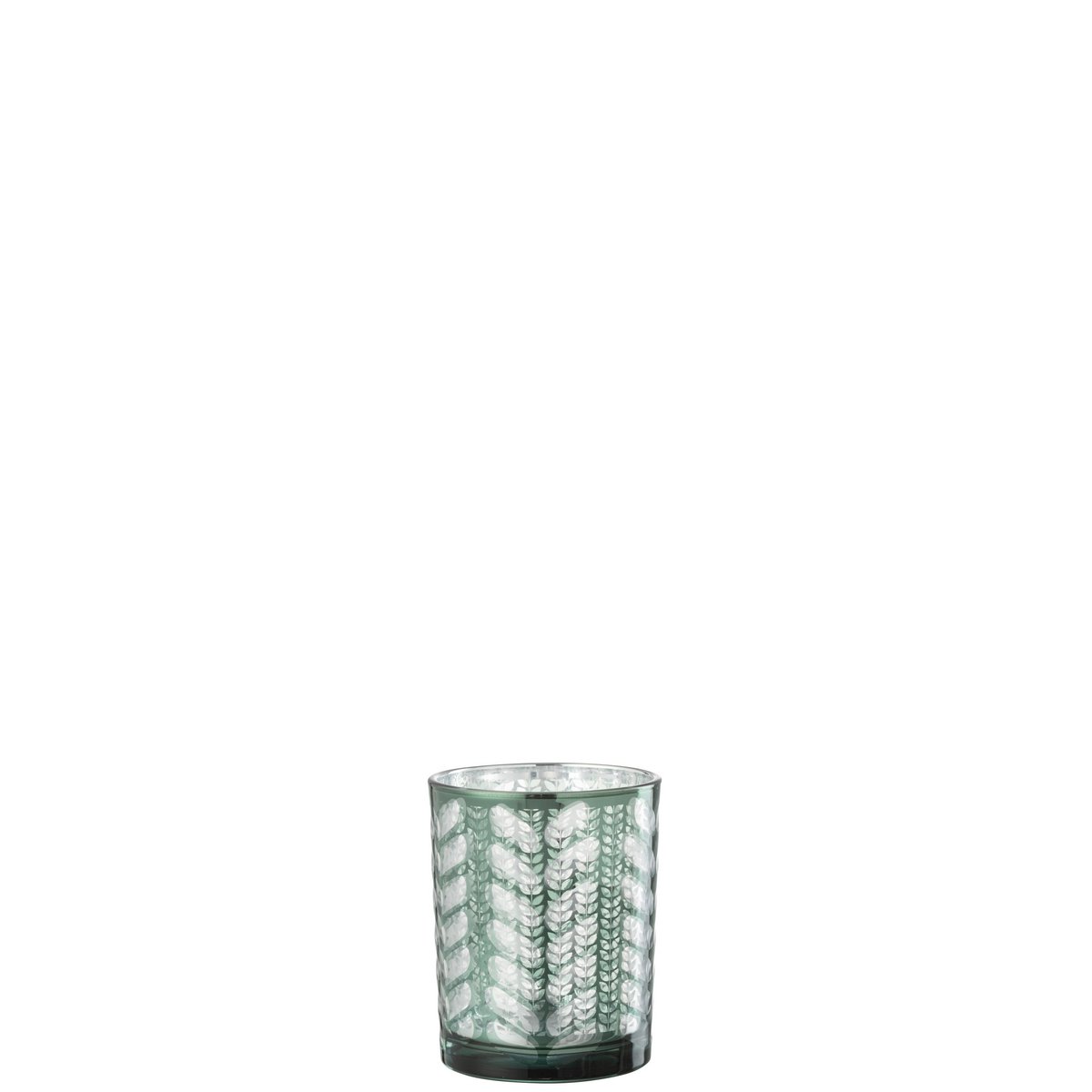 J-Line - Photophore Herringbone Verre Vert/Argent Petit