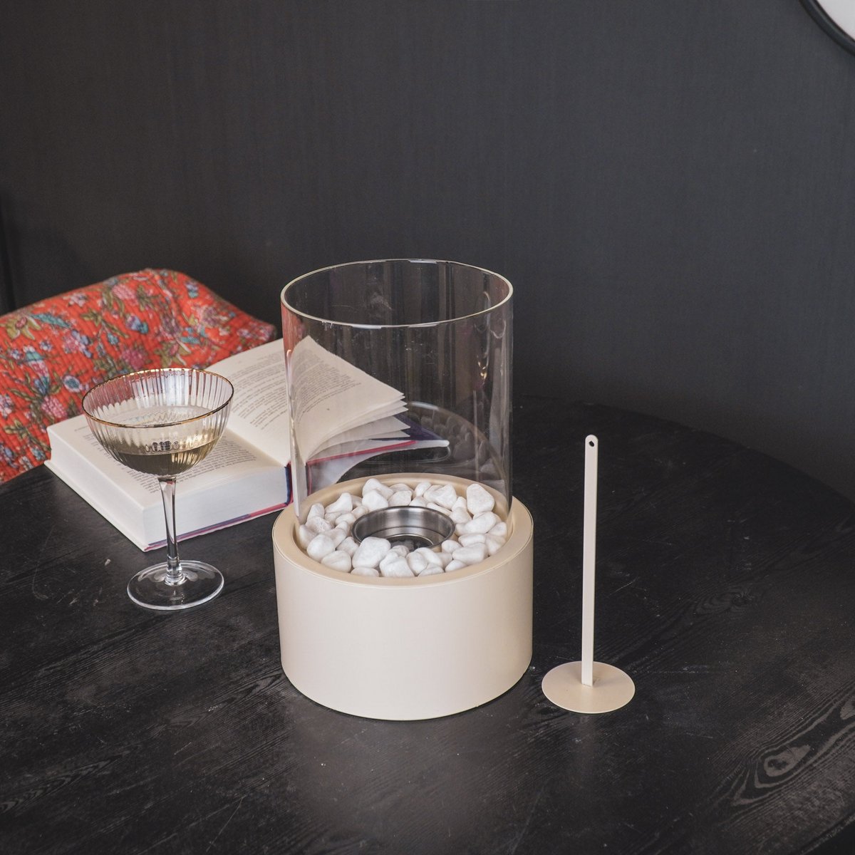 Housevitamin - Tabelbrander - ronde - zand - 18x18x26,5 cm