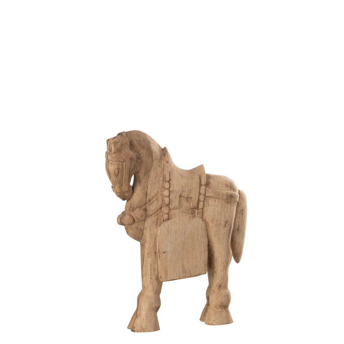 J-Line - Figurine Décoration Cheval - Bois - Naturel - Petit