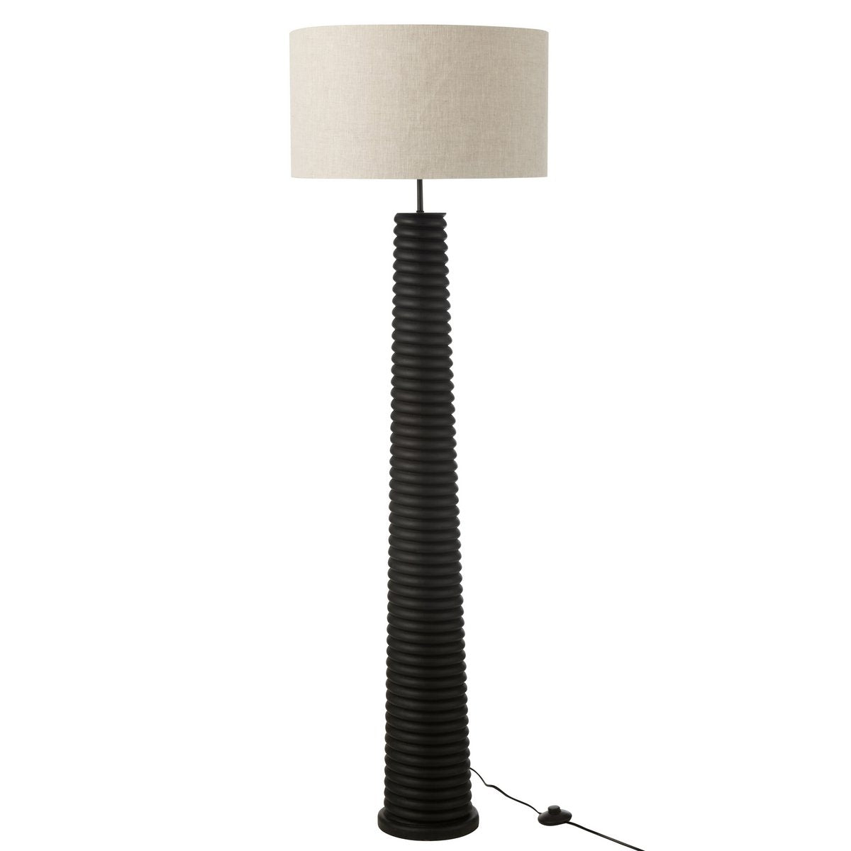 J-Line - Lampadaire Screw Ailanthus Bois Noir/Gris