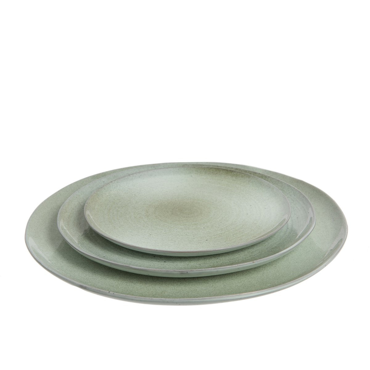 J-Line - Assiette mouchetée - Porcelaine - Menthe 3X