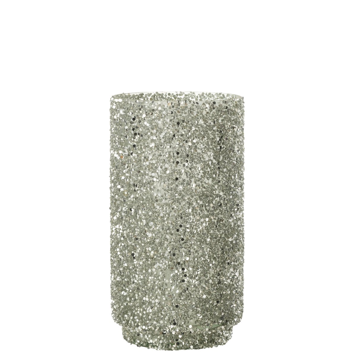 J-Line - Lanterne Glitter - Verre - Argent - Grand