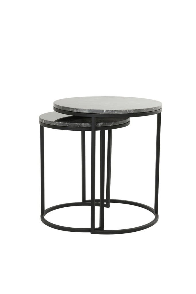 Light &amp; Living - Tables d'appoint 'Alfio' (Lot de 2, Marron Marbre Noir)