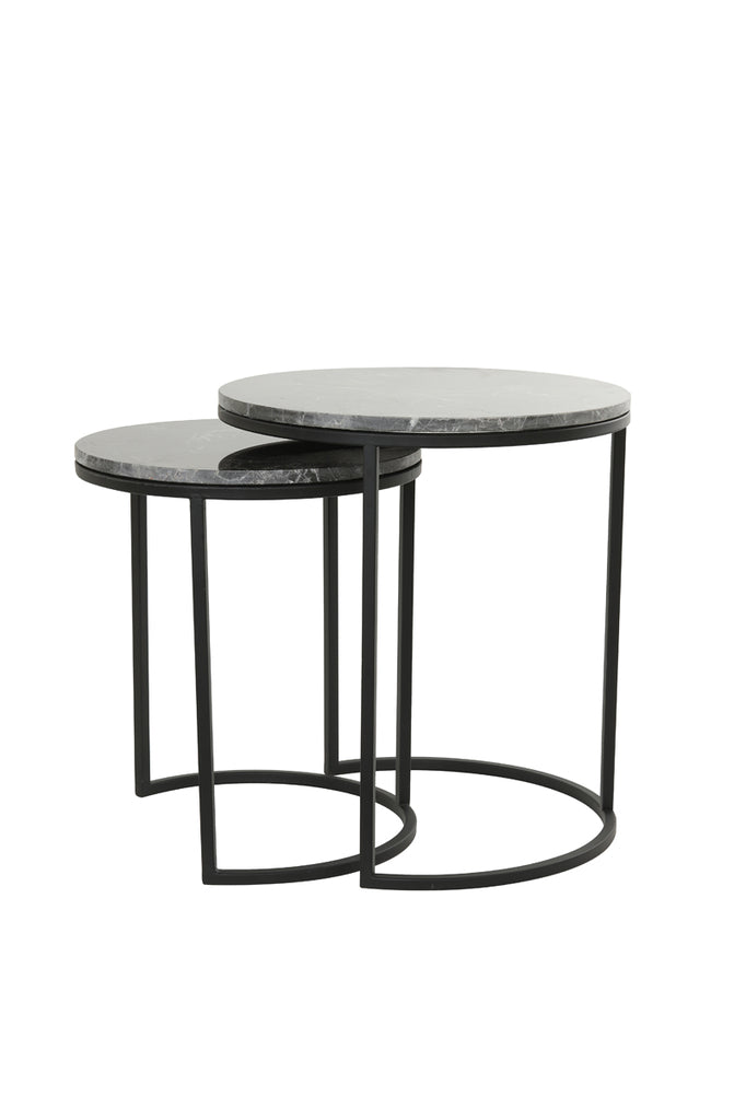 Light &amp; Living - Tables d'appoint 'Alfio' (Lot de 2, Marron Marbre Noir)