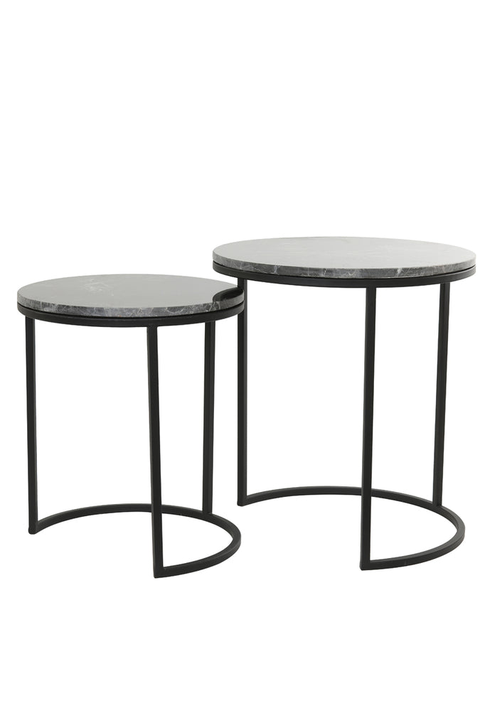 Light &amp; Living - Tables d'appoint 'Alfio' (Lot de 2, Marron Marbre Noir)