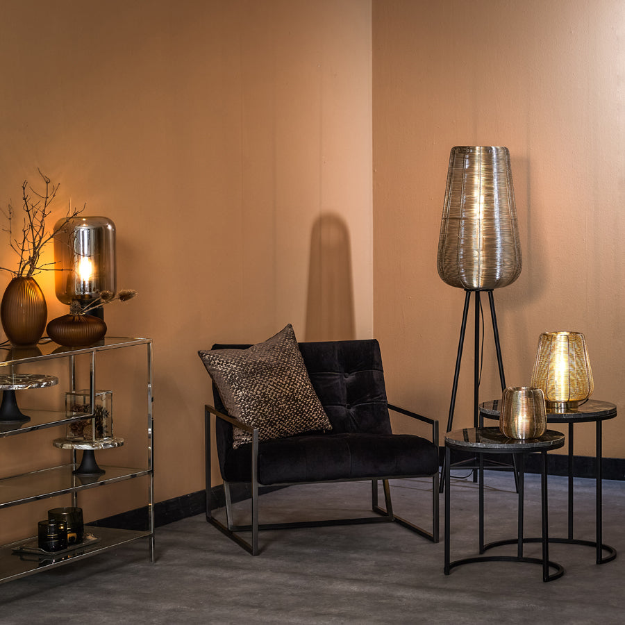 Light &amp; Living - Tables d'appoint 'Alfio' (Lot de 2, Marron Marbre Noir)